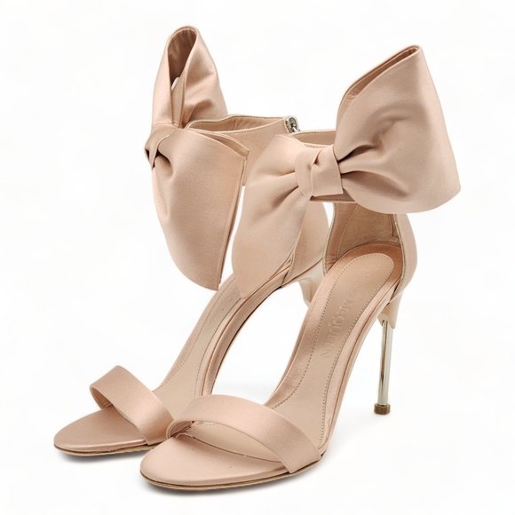 Alexander Mcqueen Pin Heel Nude Bow Sandals - Picture 2 of 14